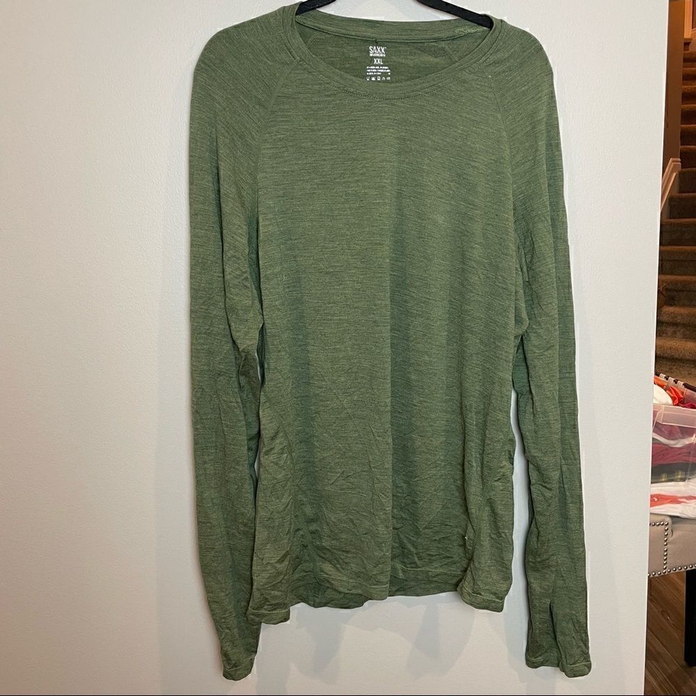 Saxx Mens Long Sleeve Green Henley XXL